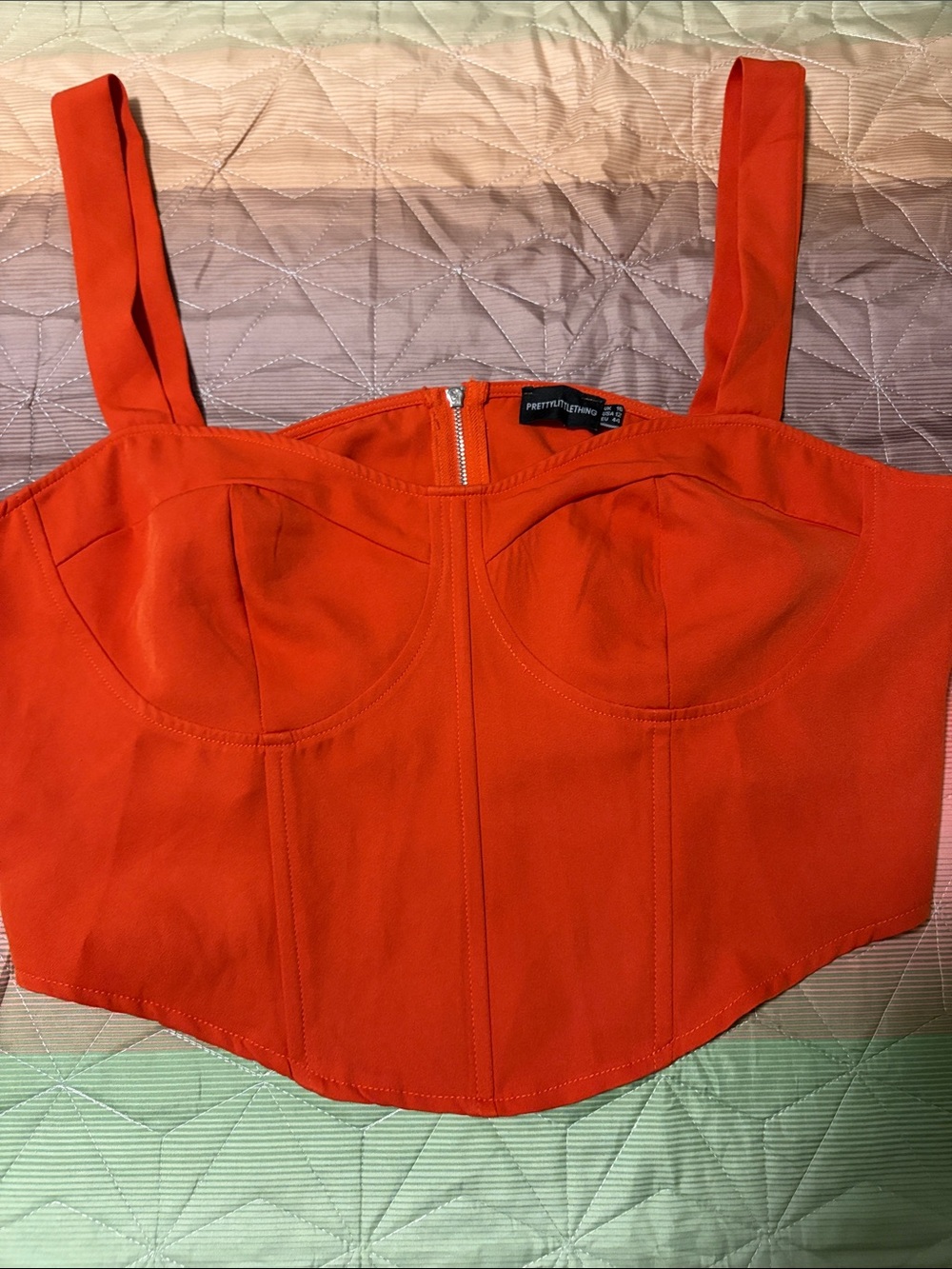 PrettyLittleThing Bright Orange Structured Bustier Crop Top